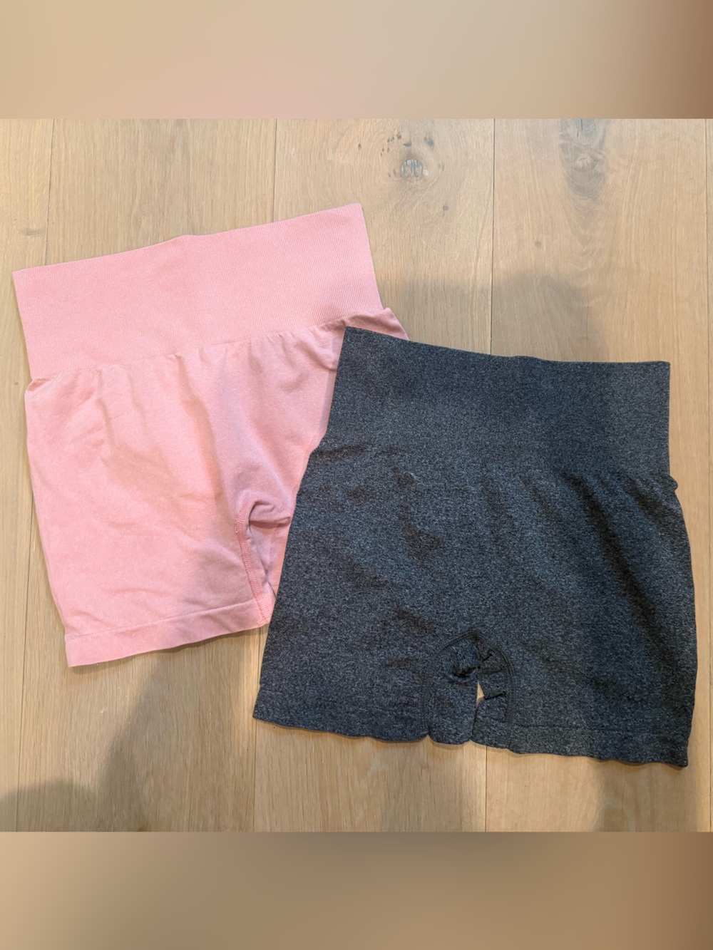 OQQ Women 2 piece Workout Shorts - Pink and Dark Gray
